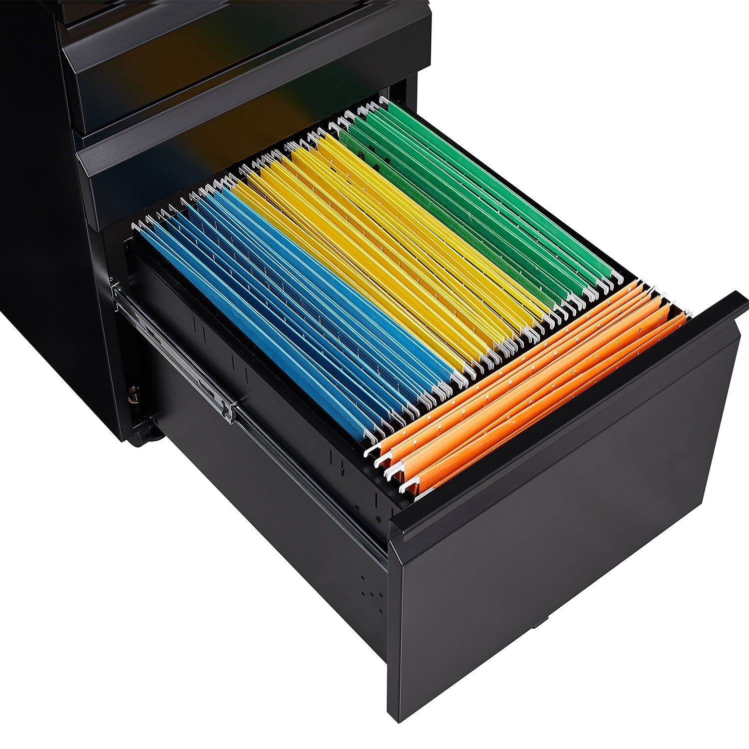 Locked three drawer storage mobile metal filing cabinet with pre installed wheels under the desk filing cabinet - Korvel