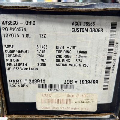 JE Pistons for Toyota 1.8L 1ZZFE - Premium Engine Performance