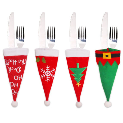 4pcs/lot New Year Christmas Gift Tableware Fork Knife Holder Bag Navidad  Noel Christmas Decorations for Home Dinner Table Decor - Korvel