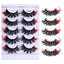 5 Pairs Of Colorful Fried False Eyelashes Multi Layer Thick Cross Mink Like Eyelashes - Korvel
