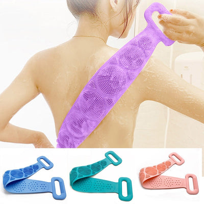 Hot Body Wash Silicone Body Scrubber Belt Double Side Shower Exfoliating Belt Removes Bath Towel - Korvel