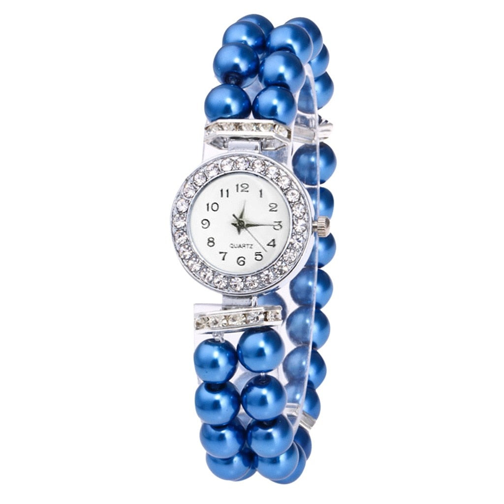 Crystal Watch Fashion Women Watch Pearl String Watch Strap Quartz Bracelet Watch models Female Clock Ladies damenuhr reloj mujer - Korvel