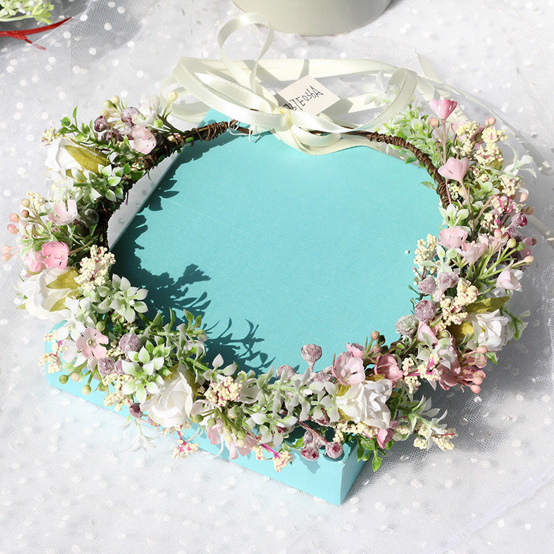 Ancient style girl Hanfu headwear simulation full sky star small floral headband forest princess bridal wreath - Korvel