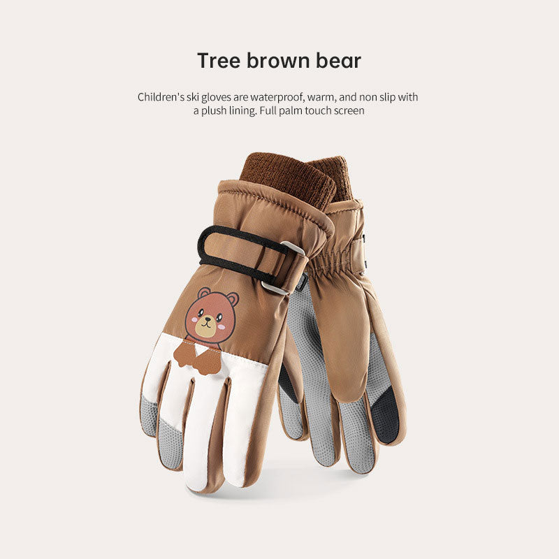 Winter children skiing gloves cycling waterproof windproof cashmere thick warm gloves children - Korvel
