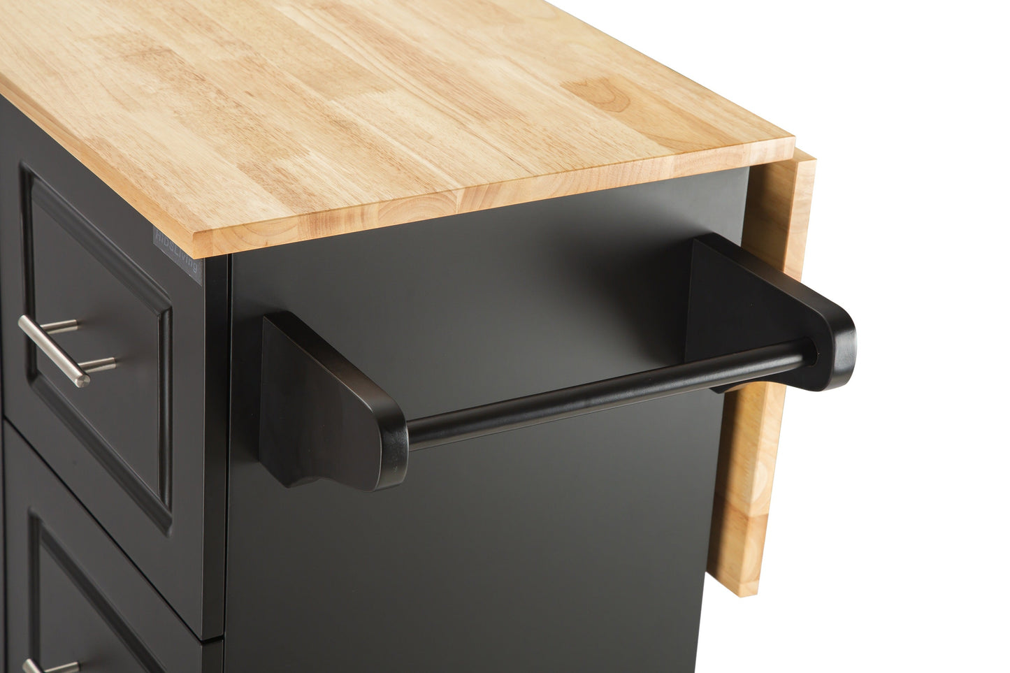 Kitchen Island & Kitchen Cart Mobile Kitehcn Island with Extensible Rubber Wood Table Top - Korvel