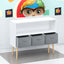 Kids bookcase with Collapsible Fabric Drawers Children's Book Display Toy Storage Cabinet Organizer White/Gray - Korvel