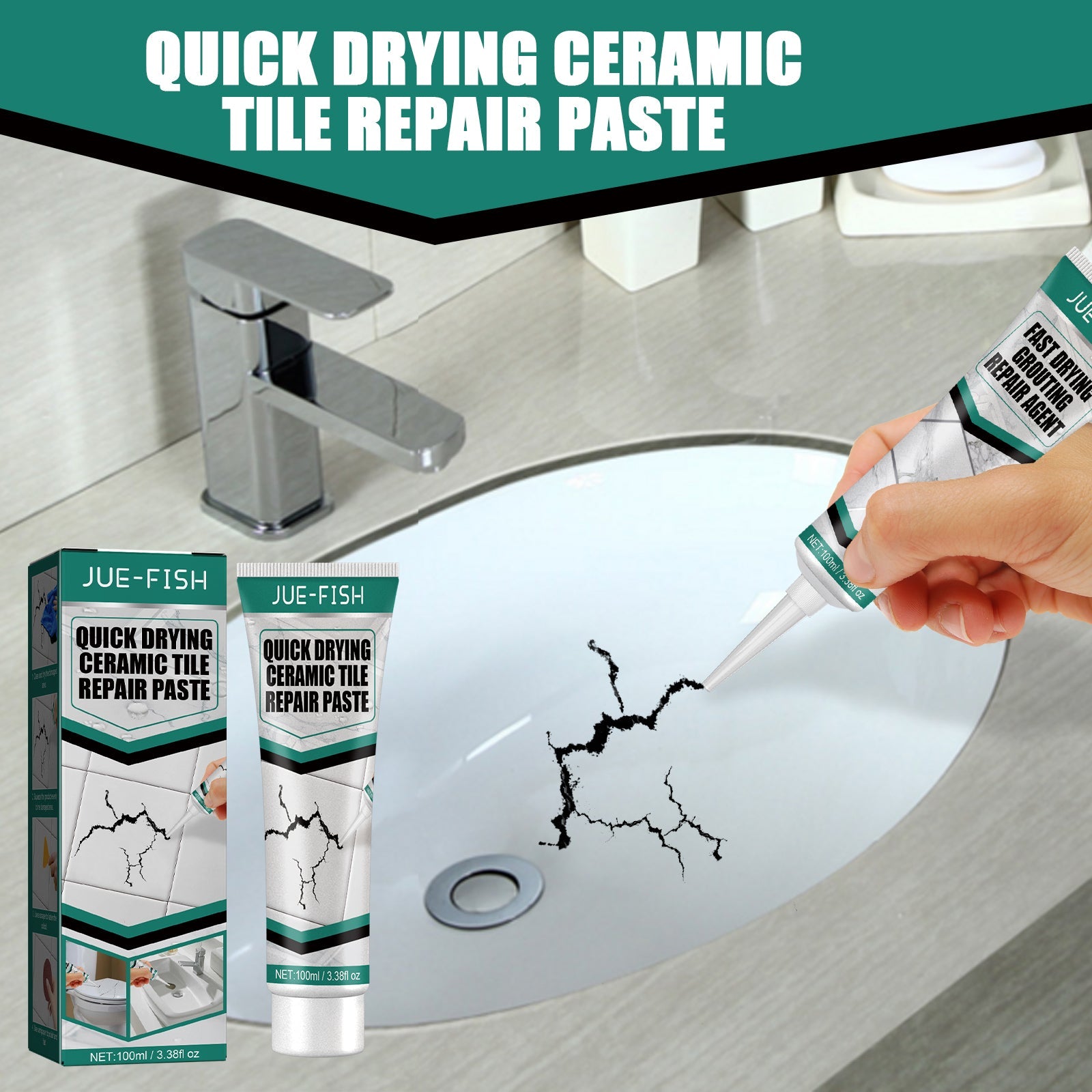 Tile Repair Paste Crack Repair Tile Quick Drying Adhesive Marble Bathtub Furniture Toilet - Korvel