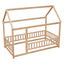 Lit en bois taille twin avec cadre de toit de maison et barrières de sécurité