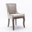 Ultra Side Dining Chair Thickened fabric chairs with neutrally toned solid wood legs  Bronze nail head Set of 2 Beige - Korvel