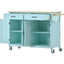 Mint Green Kitchen Island Cart with 4 Doors and Drawers