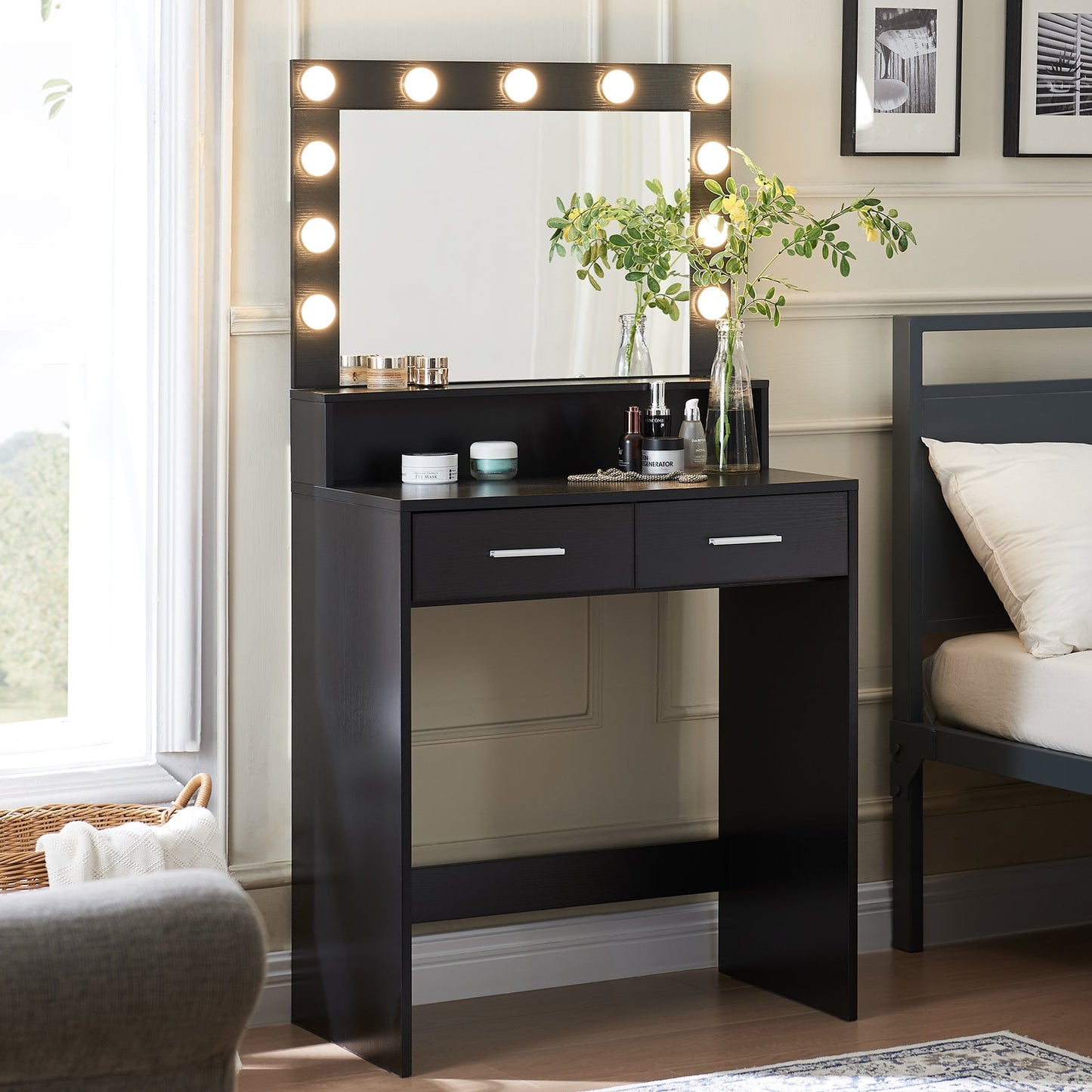 Makeup Vanity Desk with Mirror & Light - Korvel