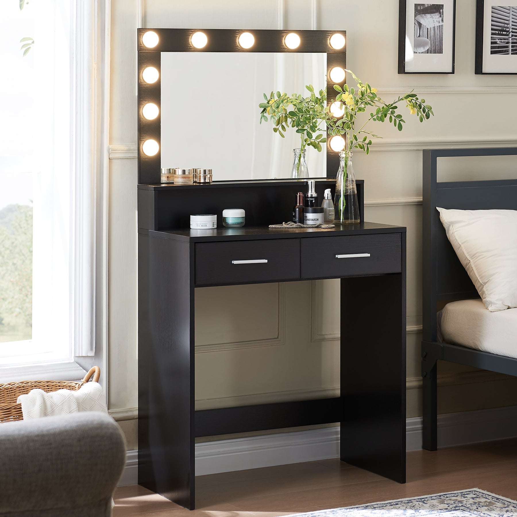 Makeup Vanity Desk with Mirror & Light - Korvel