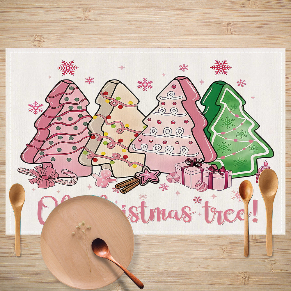 Cake linen placemat Christmas kitchen restaurant decoration insulation mat printed snowman table mat - Korvel