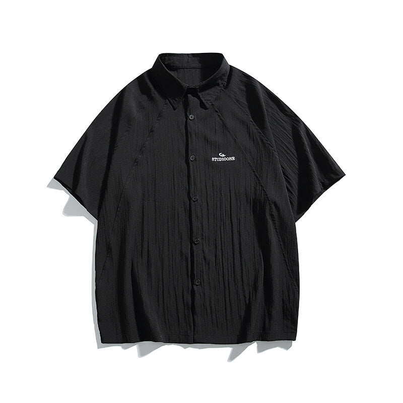 Pocket embroidery workwear short sleeved shirt men's and women's loose half sleeved shirt - Korvel