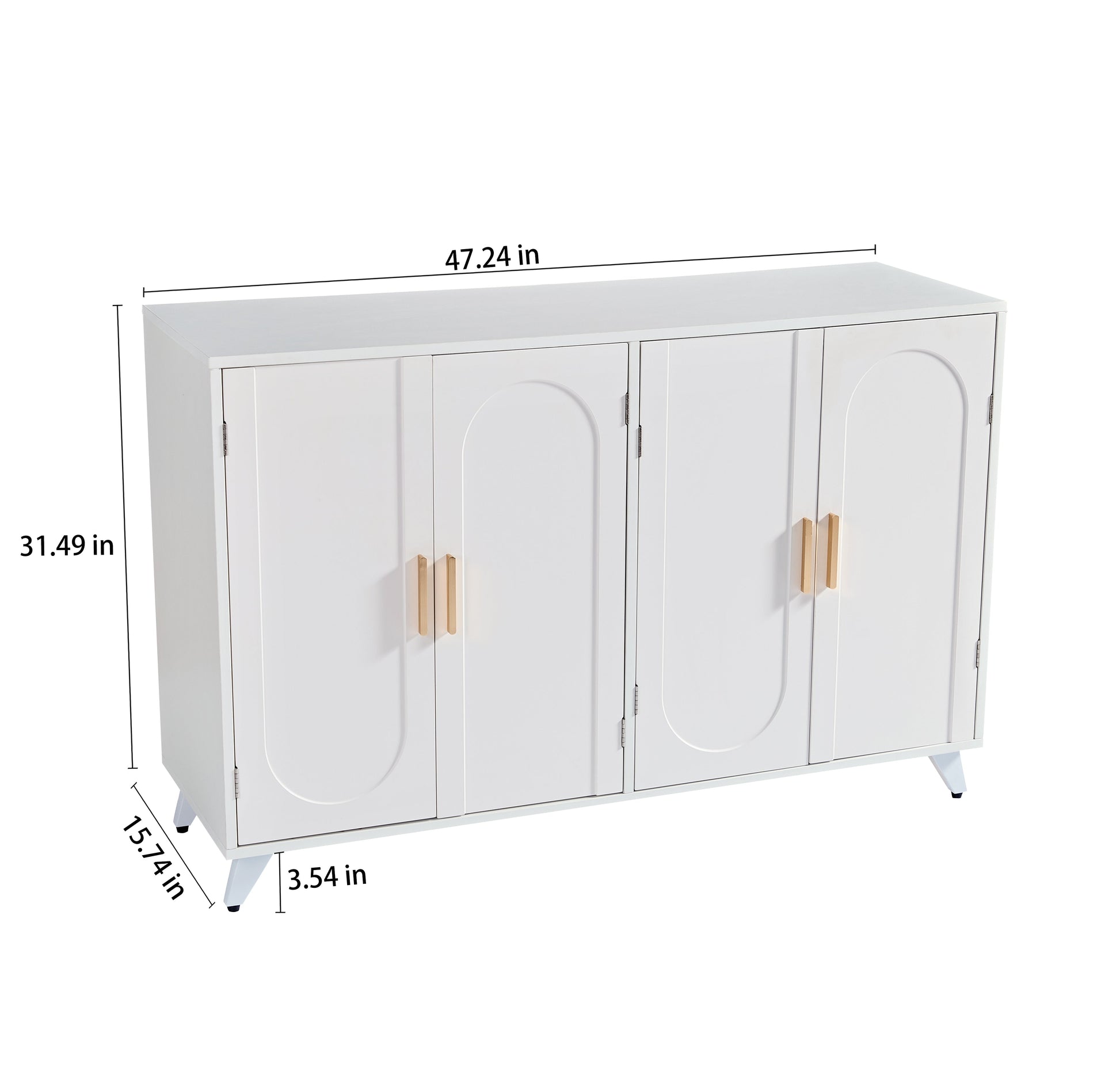 Sideboard Buffet cabinet with 4 doors and removable shelves, for living room, dining room, ivory white - Korvel
