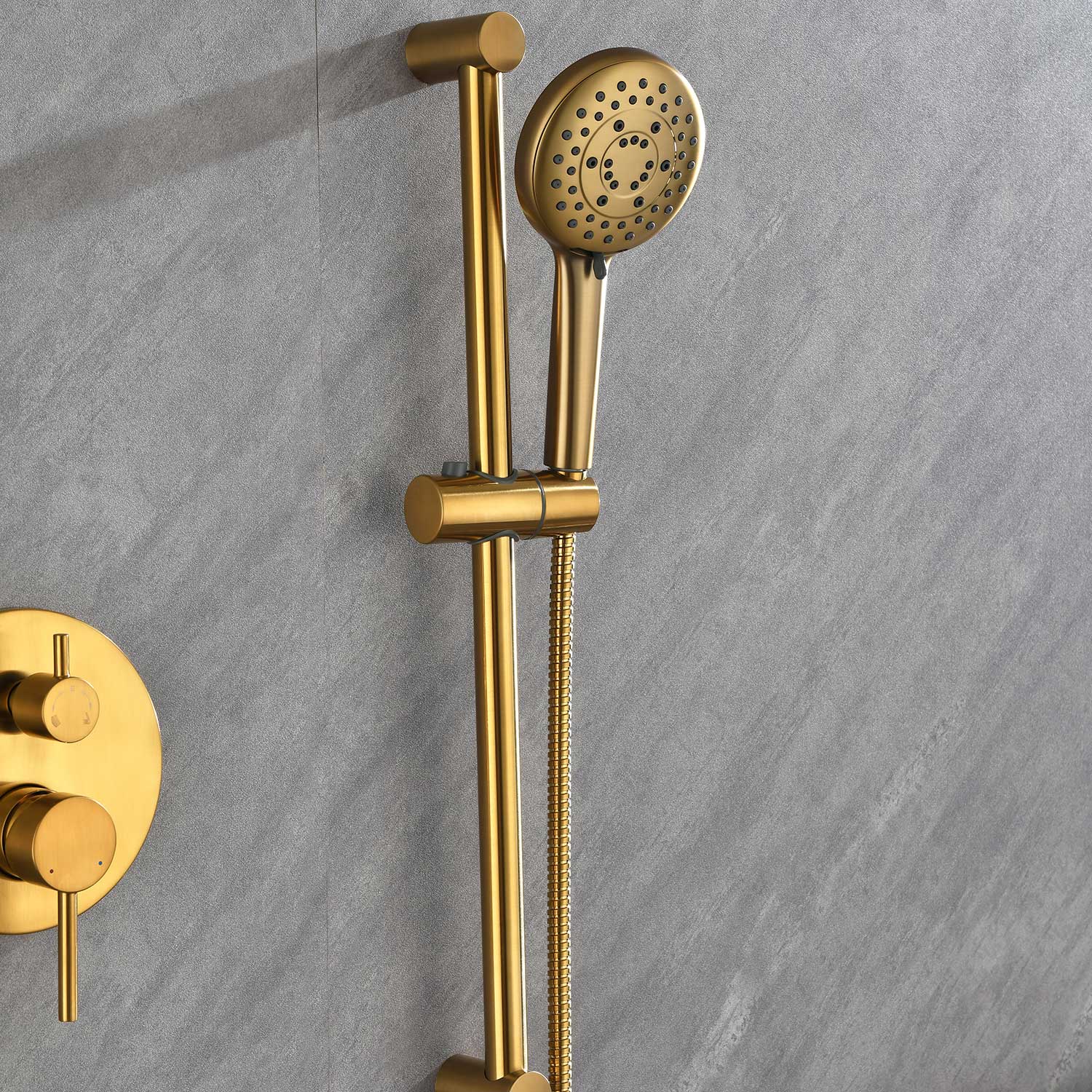 Shower System with Shower Head  Hand Shower Slide Bar Bodysprays, Shower Arm  Hose Valve Trim  and Lever Handles - Korvel