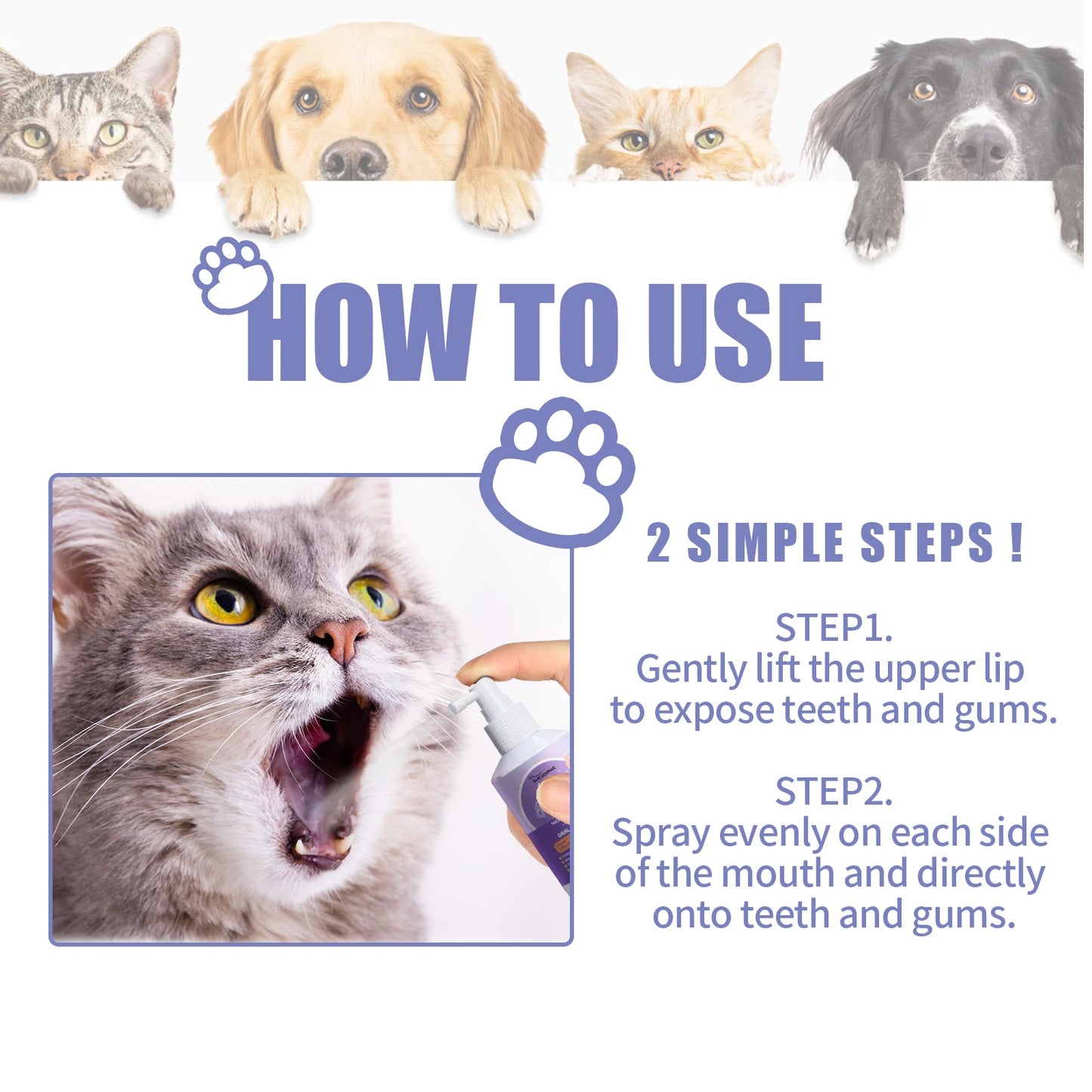 Dog And Cat Tooth Cleaning Spray, Pet Mouth Cleaning Breath Fresh Deodorizing Cleaning Spray - Korvel