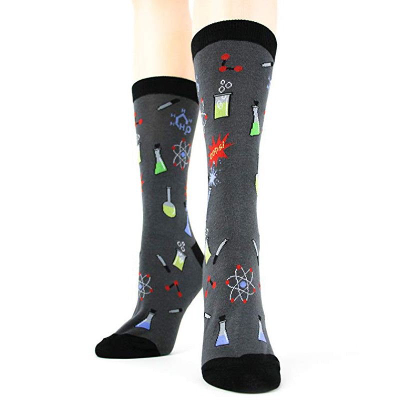 Education Themed Science Chemistry Printed Crew Socks