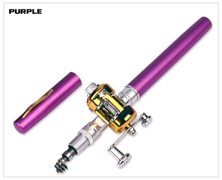 Portable Pocket Telescopic Mini Fishing Rod Pole Pen Shape Folded Fishing Rod With Reel Wheel For Outdoor River Lake Fishing - Korvel
