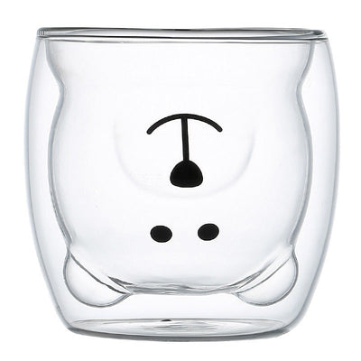 Taza de Leche de Vidrio Doble Capa en Forma de Oso