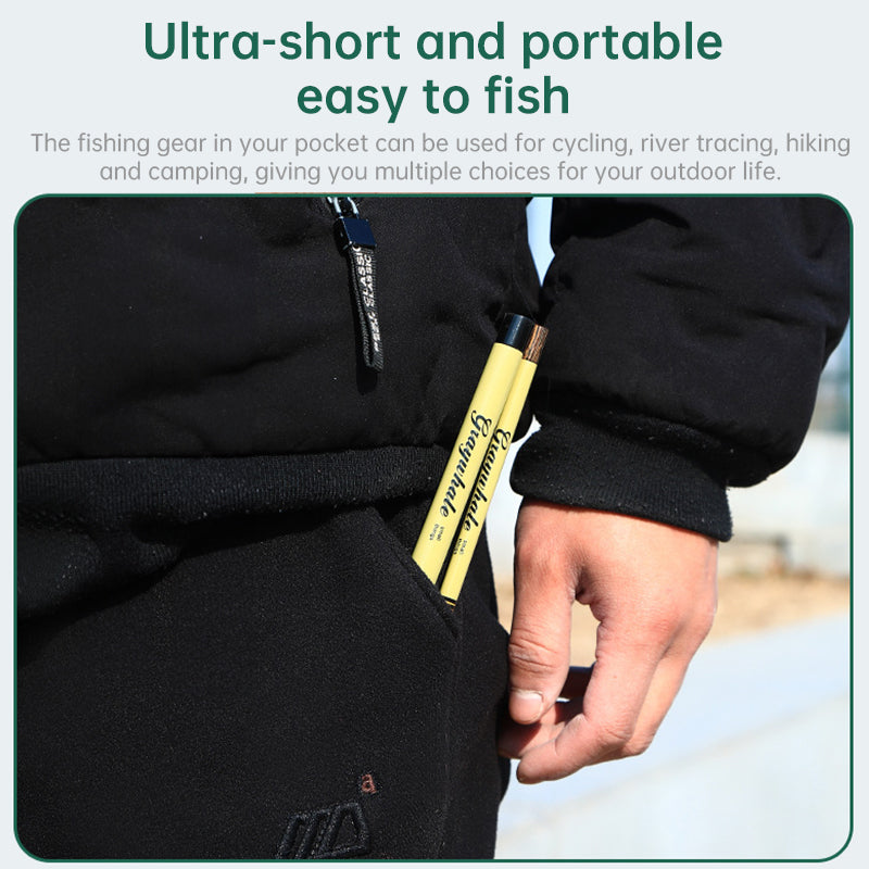 26cm ultra-short portable telescopic fishing rod, carbon fiber material, micro guide rings, ultra-light and durable. - Korvel