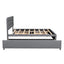 Queen Upholstered Platform Bed with Twin Size Trundle and Two Drawers Grey - Korvel