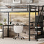 Twin XL Metal Loft Bed with L-shaped Desk and USB
