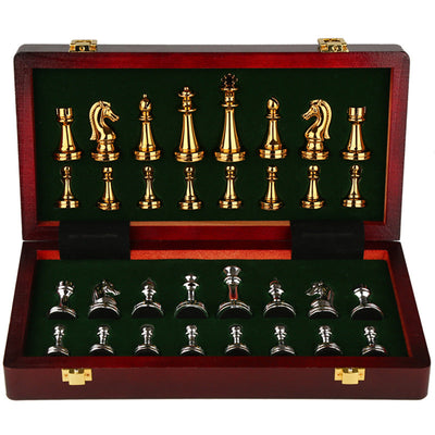 International Chess High end Gift Box Metal Chess Pieces Wooden Chess Board Western Chess - Korvel