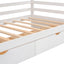 Twin Size House Bed with Two Drawers and Wardrobe - White