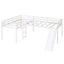 Lit mezzanine en forme de L pour enfant avec échelle et toboggan - Blanc