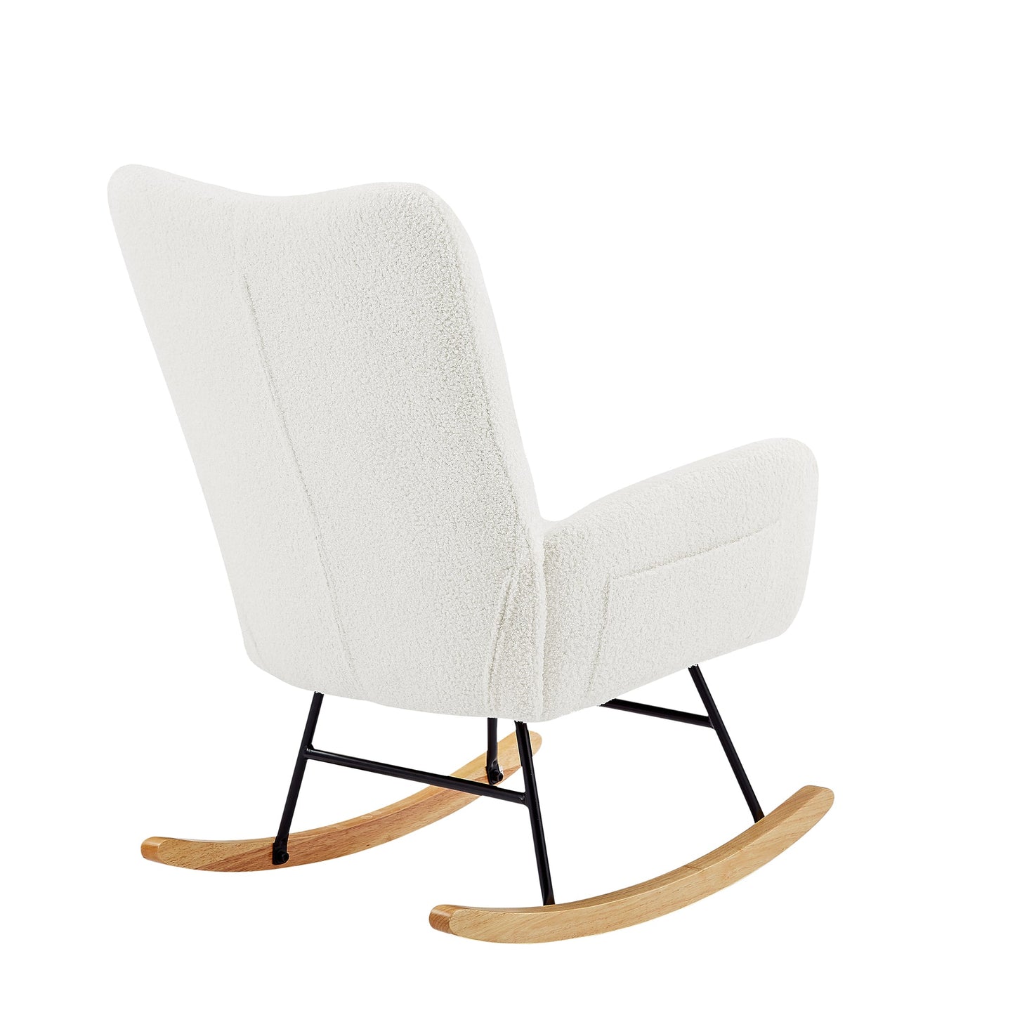 Chaise Berçante en Tissu Teddy Blanc Cassé