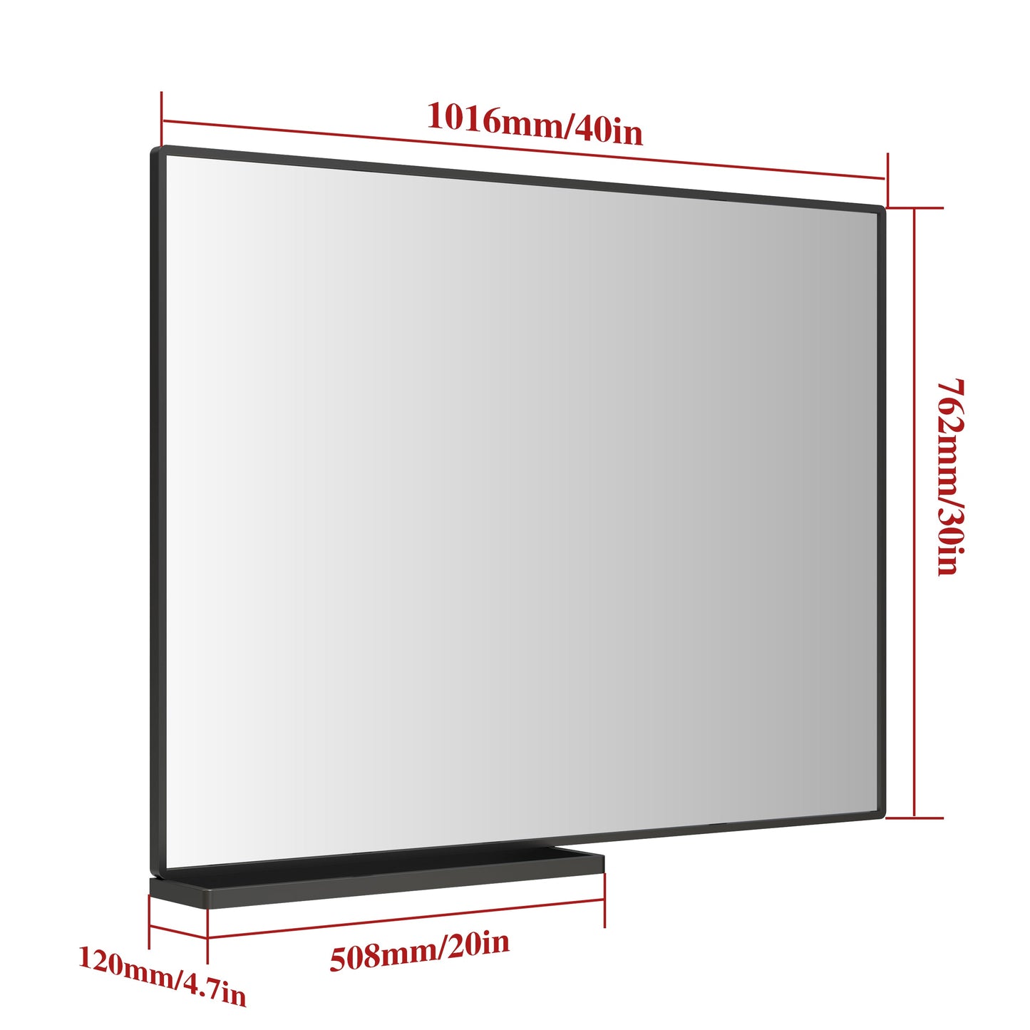 40x30 Inch modern bathroom mirror with storage rack rectangular mirror bathroom living room bedroom hanging mirror - Korvel