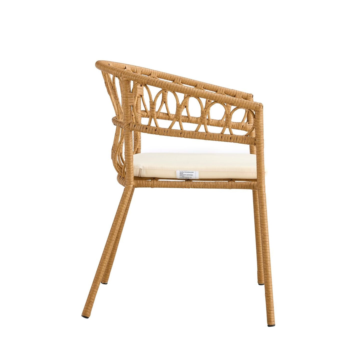 Outdoor dining set of 5 simple bamboo dinning table  PE ratten round table 110CM plastic wood top - Korvel