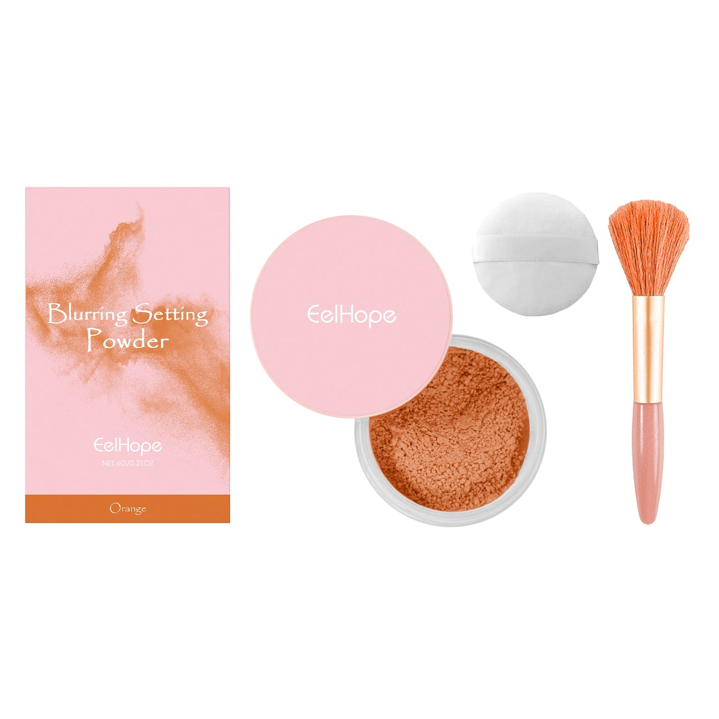 Setting powder with brush， Natural Makeup Light, Delicate Breathable Fit Dry And Wet Dual Use Powder Lasting Makeup - Korvel