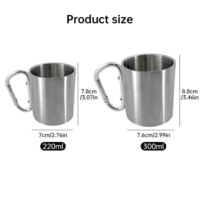 Outdoor mountaineering button, water cup, trip, camping, portable button, 201 stainless steel material - Korvel