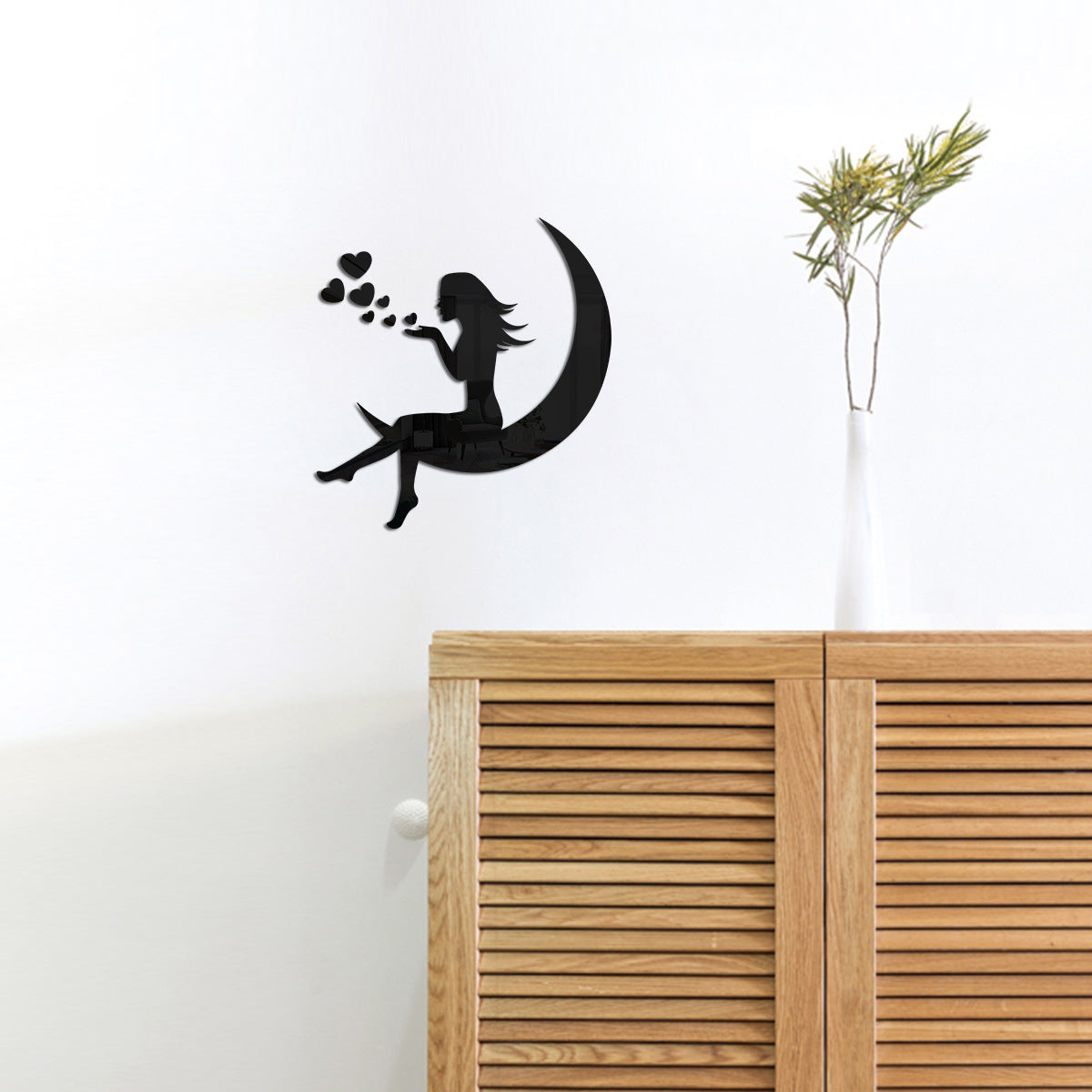 Moon Girl Mirror Sticker 1mm Acrylic 3D Wall Decal for Room and Bedroom Decorations - Korvel
