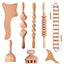 Beech wood therapy scraping cup, meridian dredging roller, tendon rolling stick, scraping board, head massager, massage set - Korvel