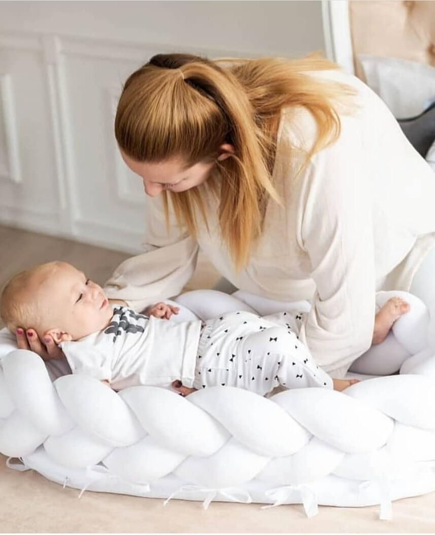 All-Cotton Woven Folding Portable Crib Bionic Removable Manual Fence Three-Dimensional Protective Crib - Korvel