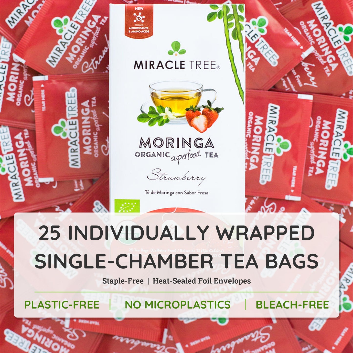 Organic Moringa Tea with Strawberry Flavor