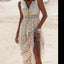 Robe Maxi à Col V avec Dentelle