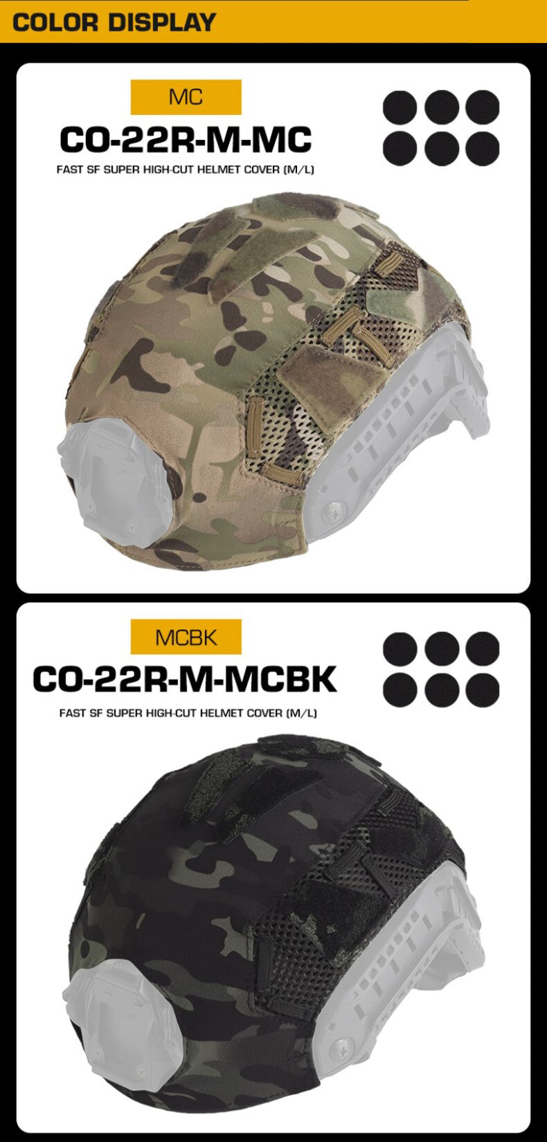 Housse de casque camouflage FAST SF Ultra-haut (Moyen)