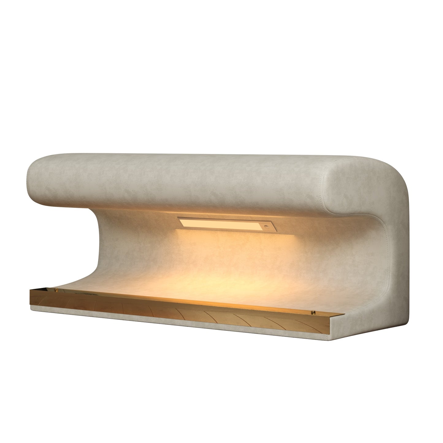 Entryway Bench Leather Upholstered Ottoman with LED sensor light for living room ,bedroom,end of bed ，Beige - Korvel