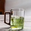 High end green tea cup with walnut handle and lid. High temperature resistant glass office drinking cup - Korvel
