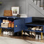 Modern Navy Shoe Storage Bench with Hidden Storage & Cushions