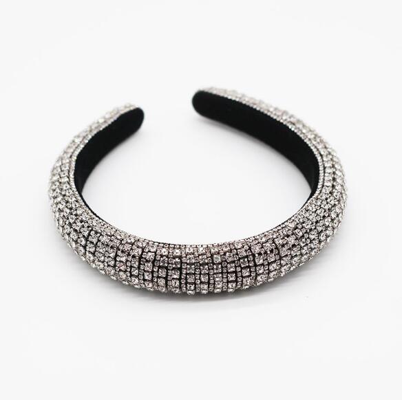 Baroque Full Crystal Hair Bands For Women Lady Luxury Shiny Padded Diamond Headband Hair Hoop Fashion Hair Accessories - Korvel