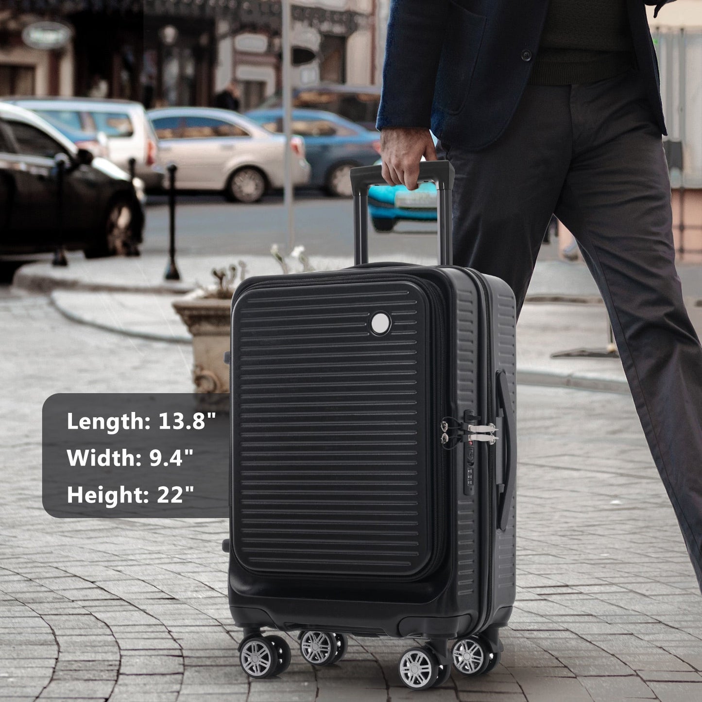 20-Inch Lightweight Carry-On Suitcase with USB Port