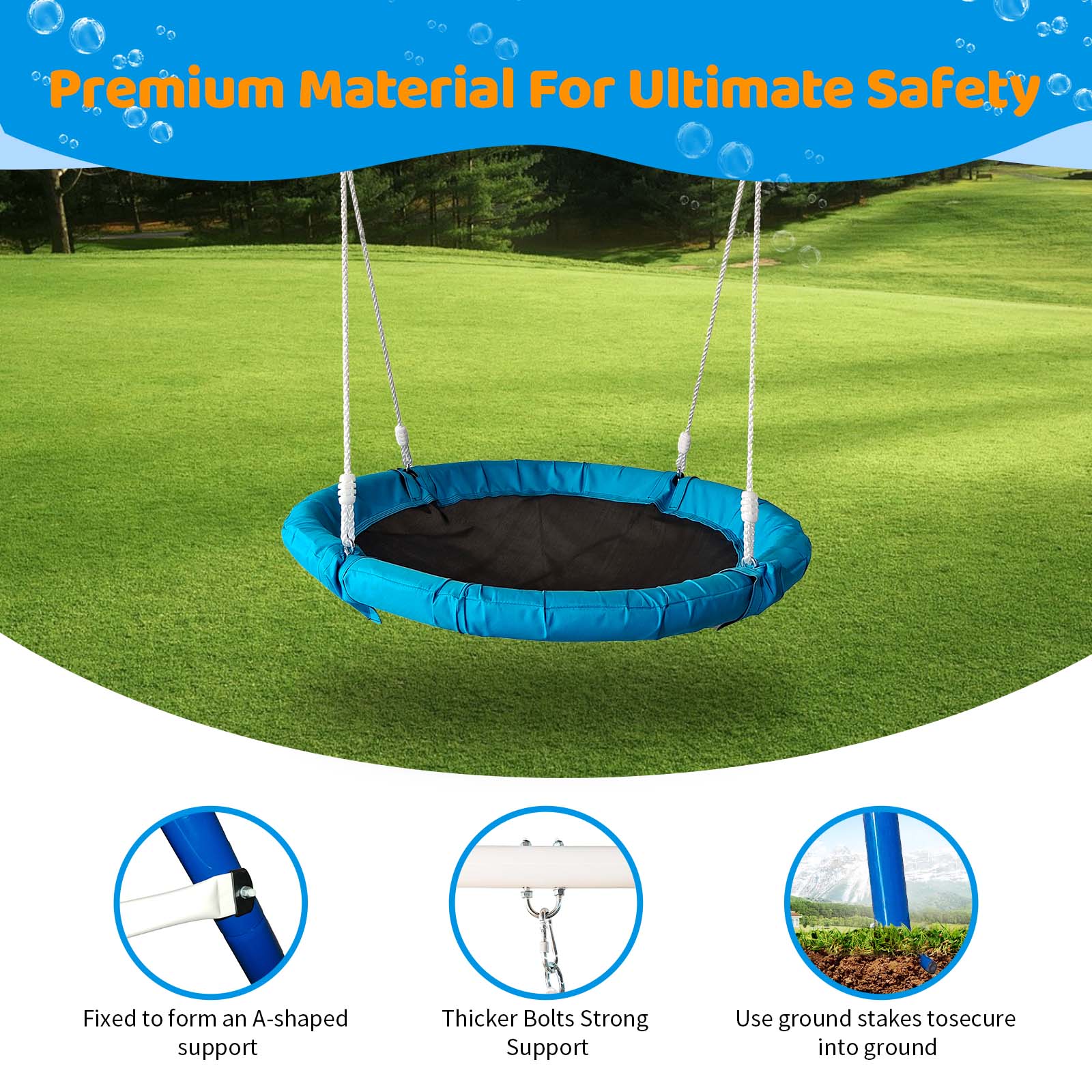 Metal Swing Stand With Saucer Outdoor Playground Metal Swing Set For Kids Outdoor Play Equipment - Korvel
