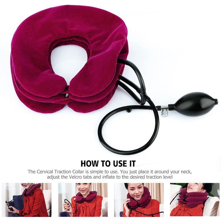 HailiCare Swan Neck Correction Artifact Cervical Traction Inflatable Portable Full Velvet Neck Guard - Korvel
