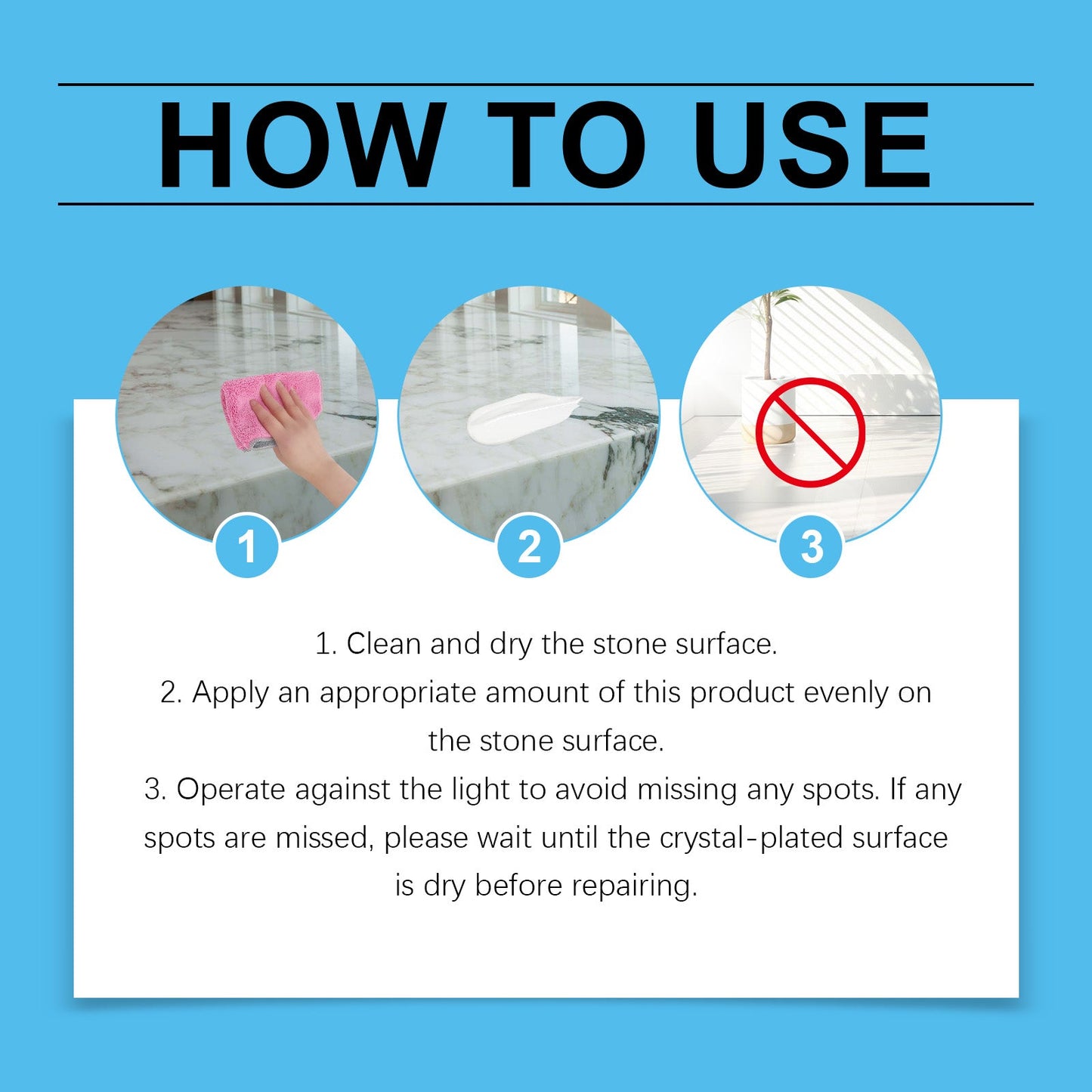 Stone Crystal Plating Agent, Kitchen Quartz Tile Countertop Scratch Repair Cleaning Stain Brightener - Korvel