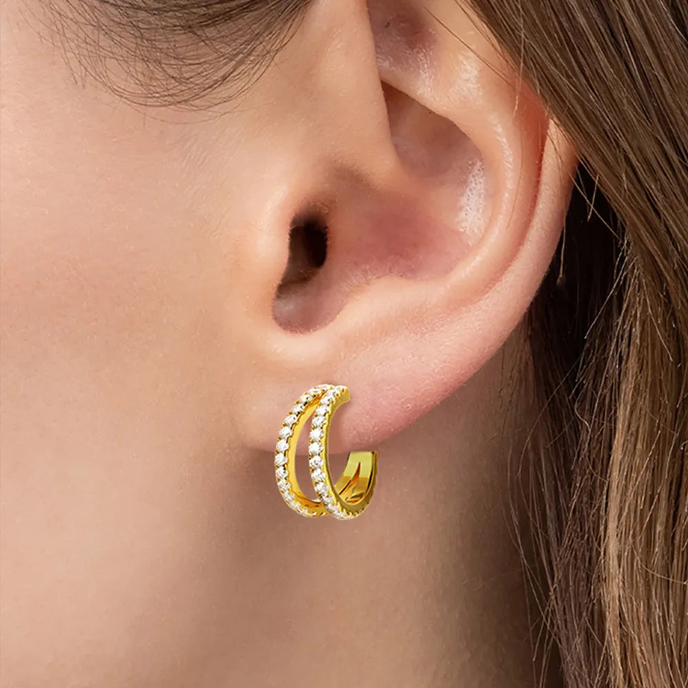 Moissanite 925 Sterling Silver C-Hoop Earrings - Korvel